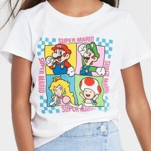 Girls Super Mario Short Sleeve Graphic T-Shirt White L (10-12)